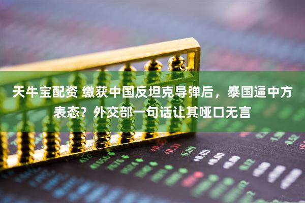天牛宝配资 缴获中国反坦克导弹后，泰国逼中方表态？外交部一句话让其哑口无言